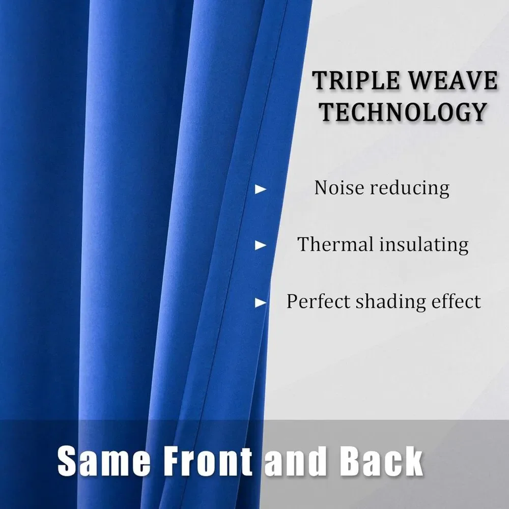 DUALIFE Royal Blue Room Darkening Curtains 55x63